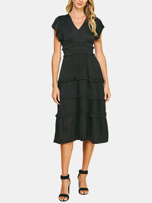 V-neck Tiered Maxi Dress