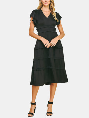V-neck Tiered Maxi Dress