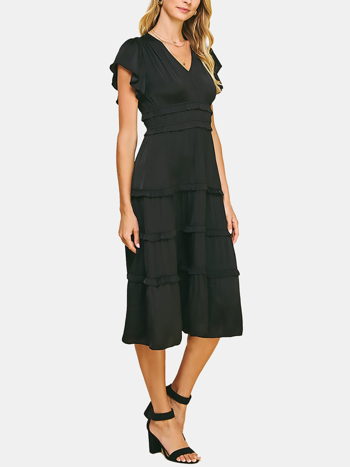 V-neck Tiered Maxi Dress