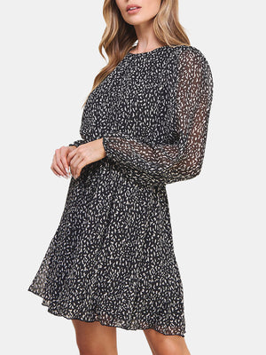 Chiffon Dress with Godet Flounce Skirt