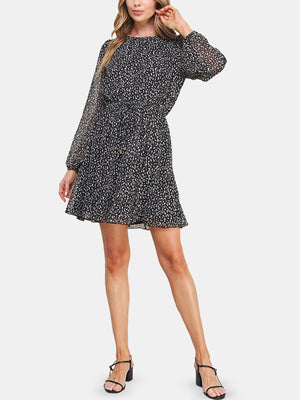 Chiffon Dress with Godet Flounce Skirt