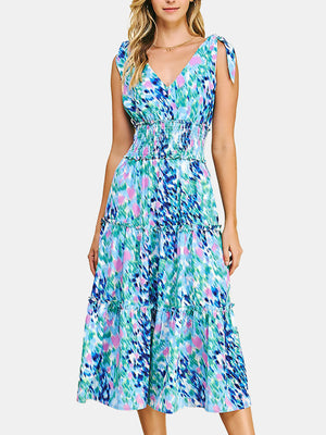 Water Color Print Midi Dress