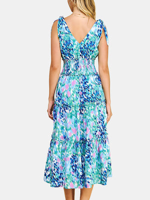 Water Color Print Midi Dress