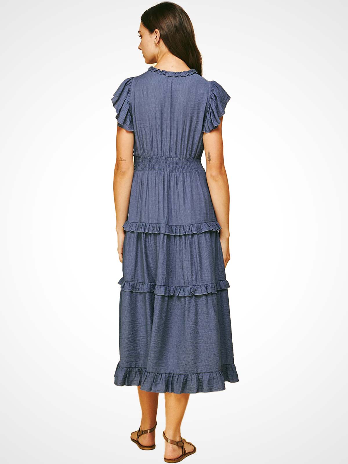 Ruffled Tea Length Dress