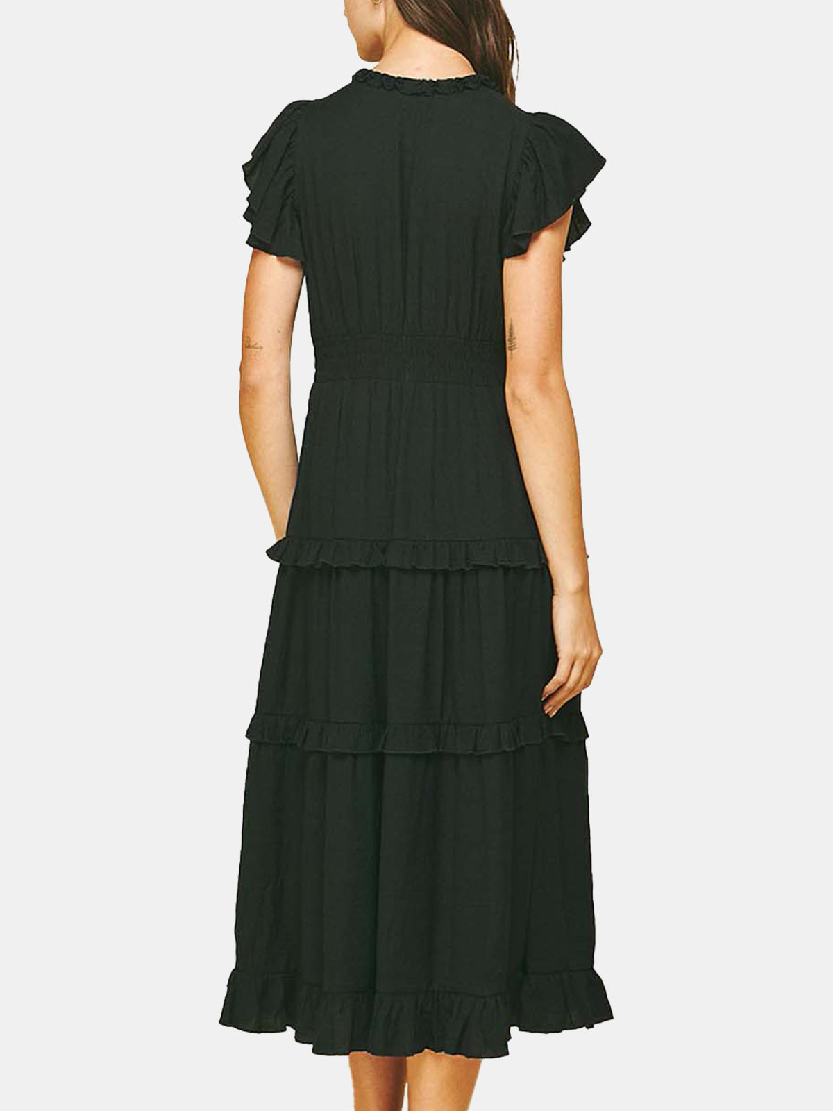 Ruffled Tea Length Dress