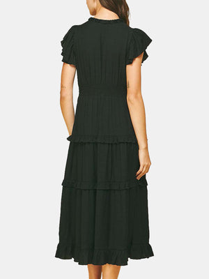 Ruffled Tea Length Dress
