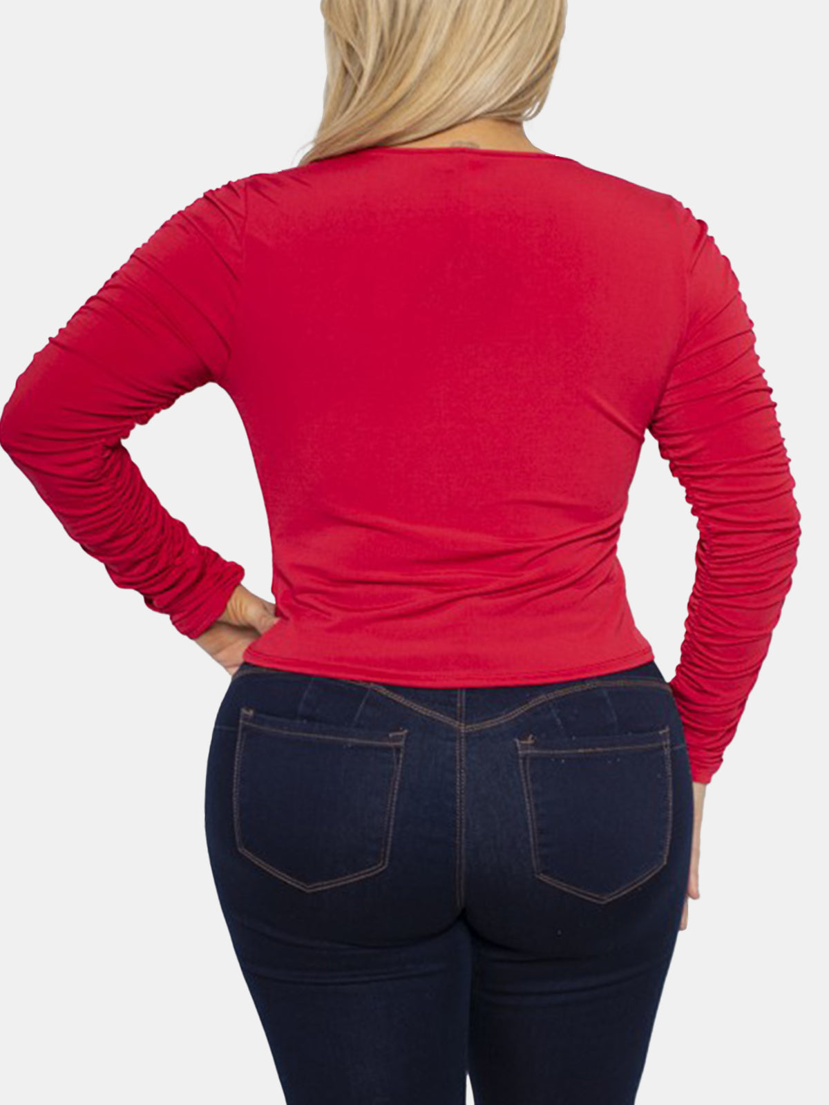 Plus Size Drawstring Ruched Knit Top