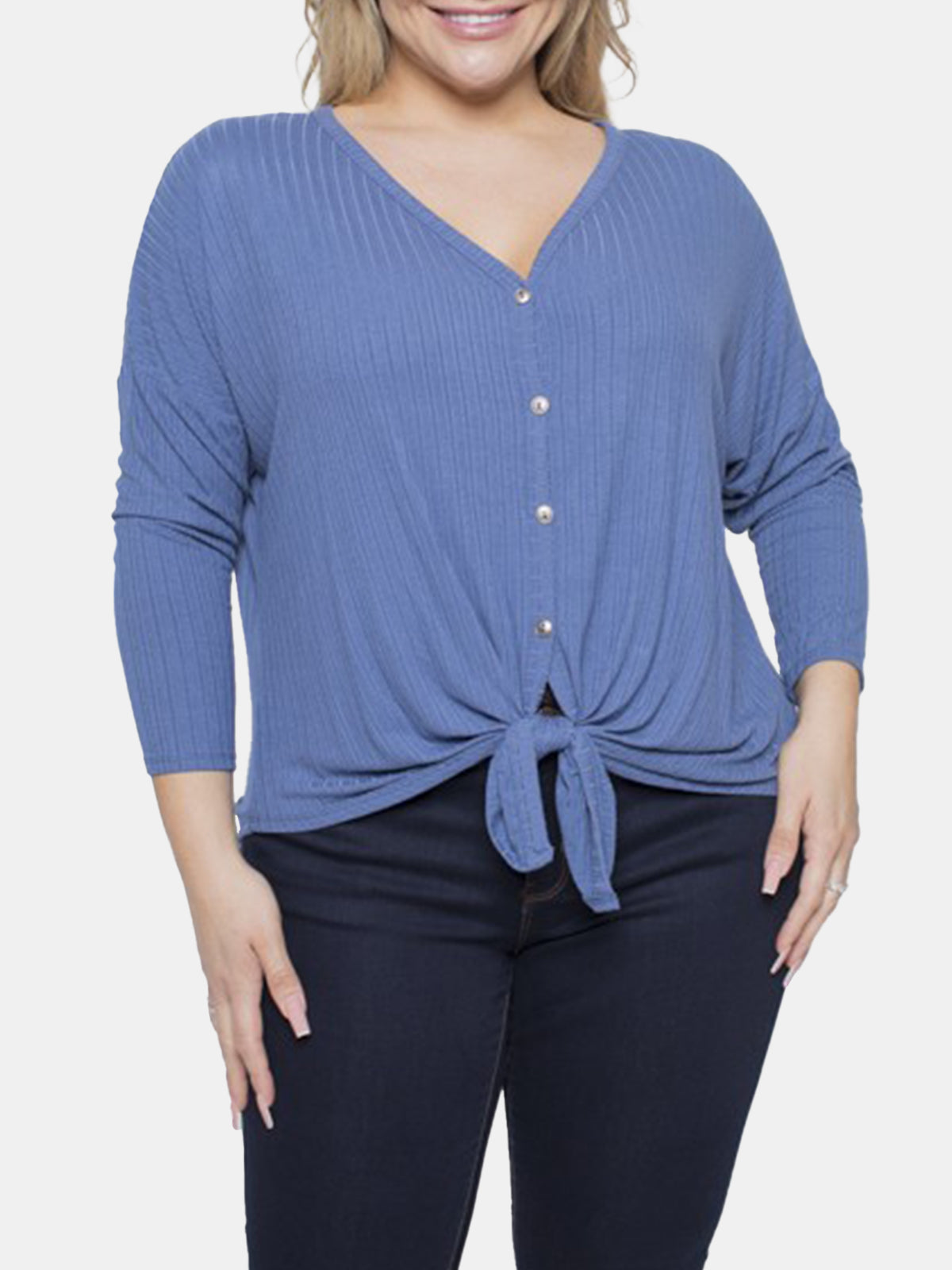 Plus Size Front Tie Knit Top
