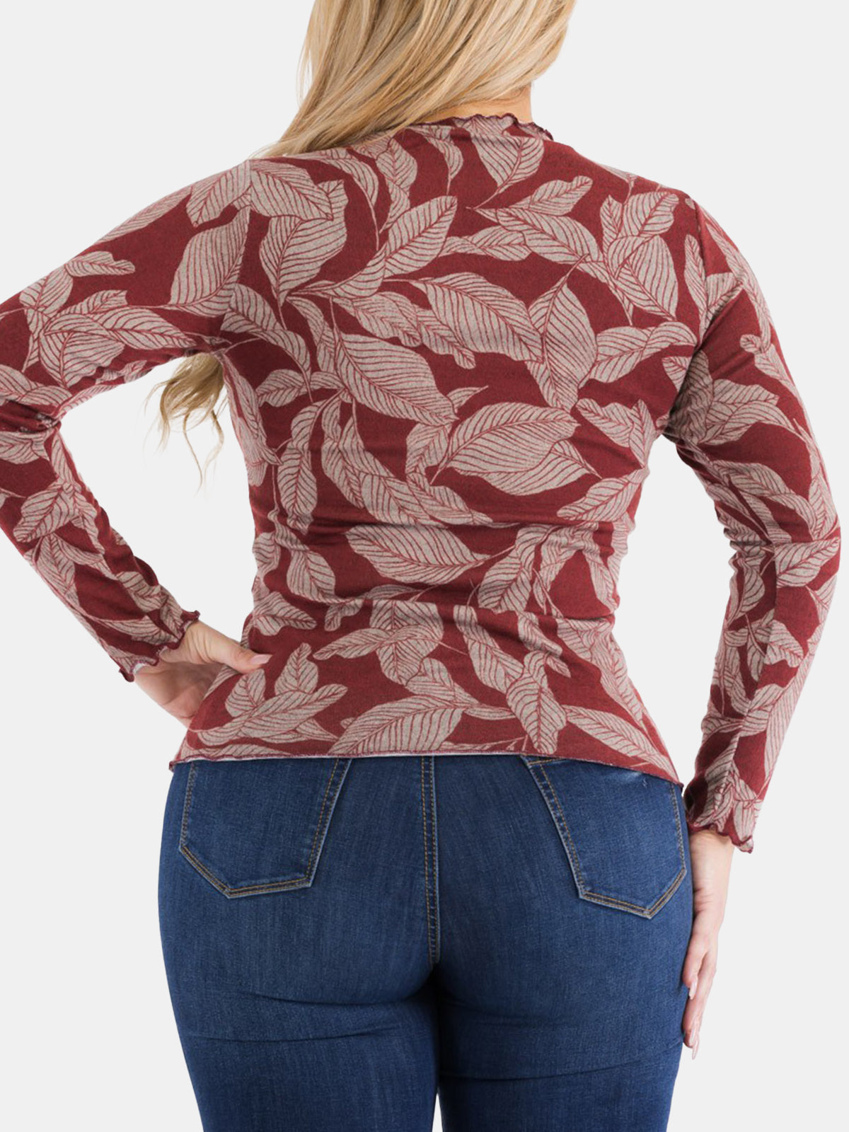 Plus Size Lettuce Hem Long Sleeve Knit Top