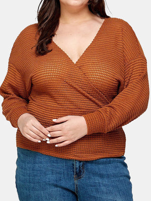 Plus Size Textured Waffle Sweater Top