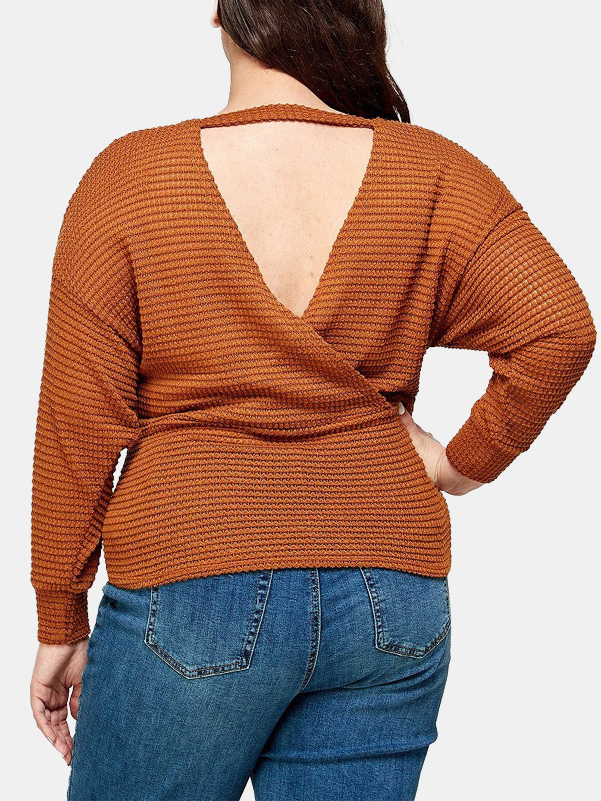 Plus Size Textured Waffle Sweater Top
