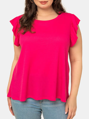 Plus Size Relaxed Fit Flutter Sleeve Knit Top