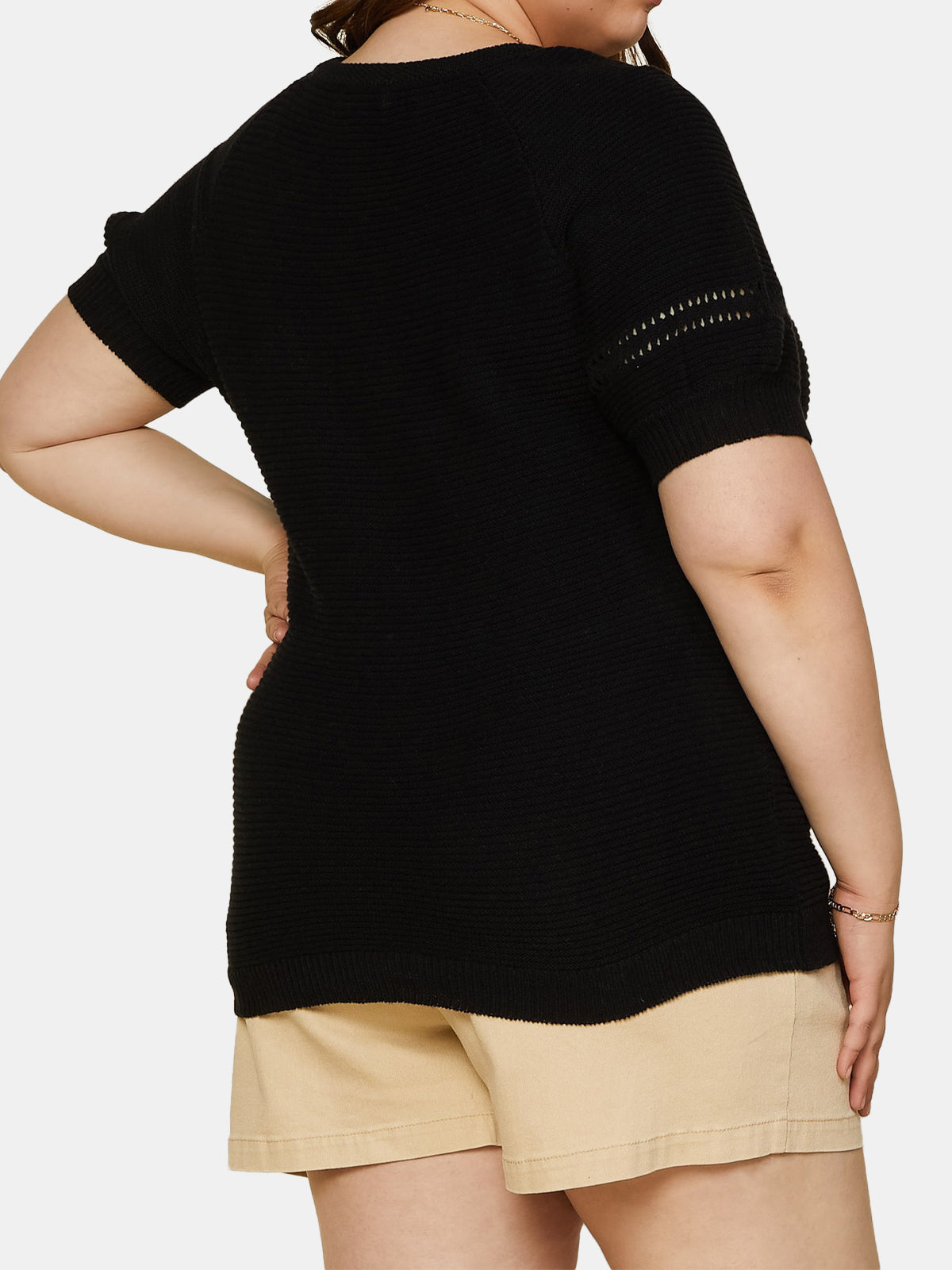 Plus Size Short Puffy Sleeve Top