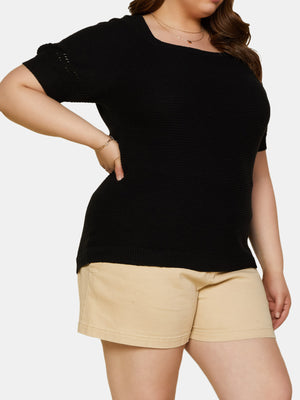 Plus Size Short Puffy Sleeve Top