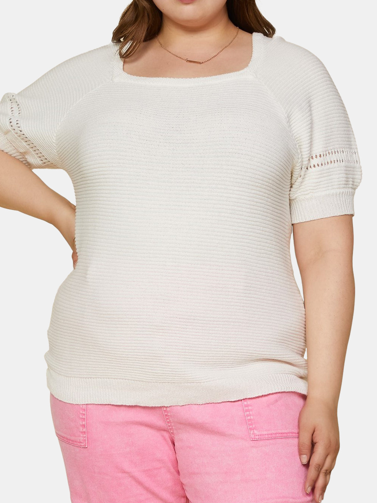 Plus Size Short Puffy Sleeve Top