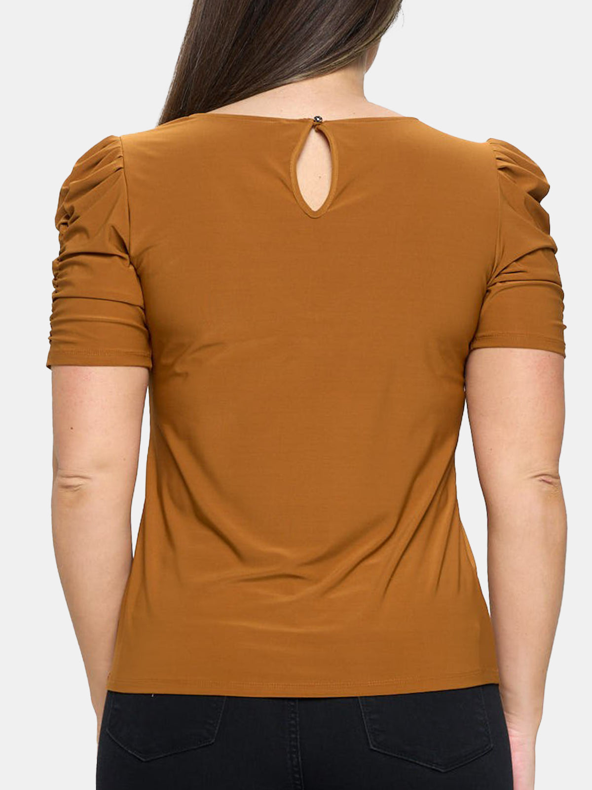 Plus Size Ruched Puffy Short Sleeve Top