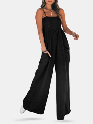 Backless Wide Leg Jumpsuit Suspenders Romper