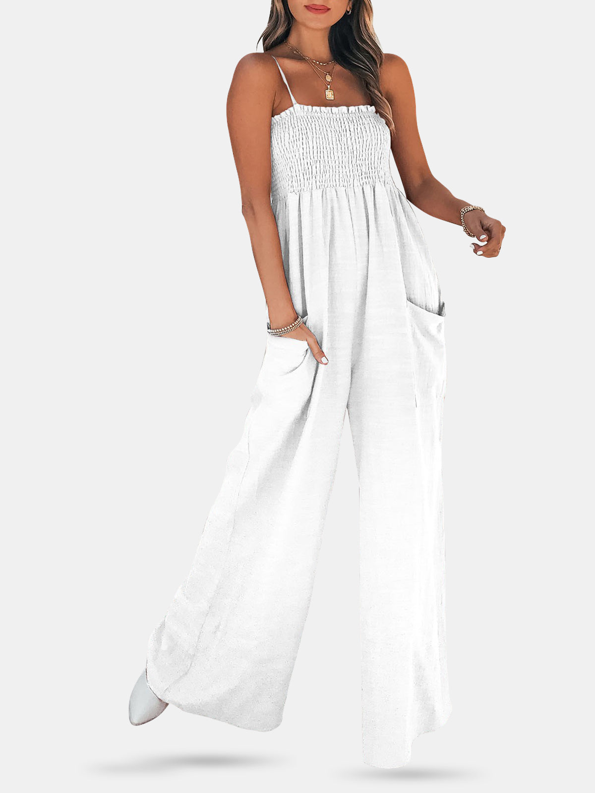 Backless Wide Leg Jumpsuit Suspenders Romper