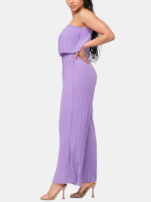 Pleated Off Shoulder Jumpsuit