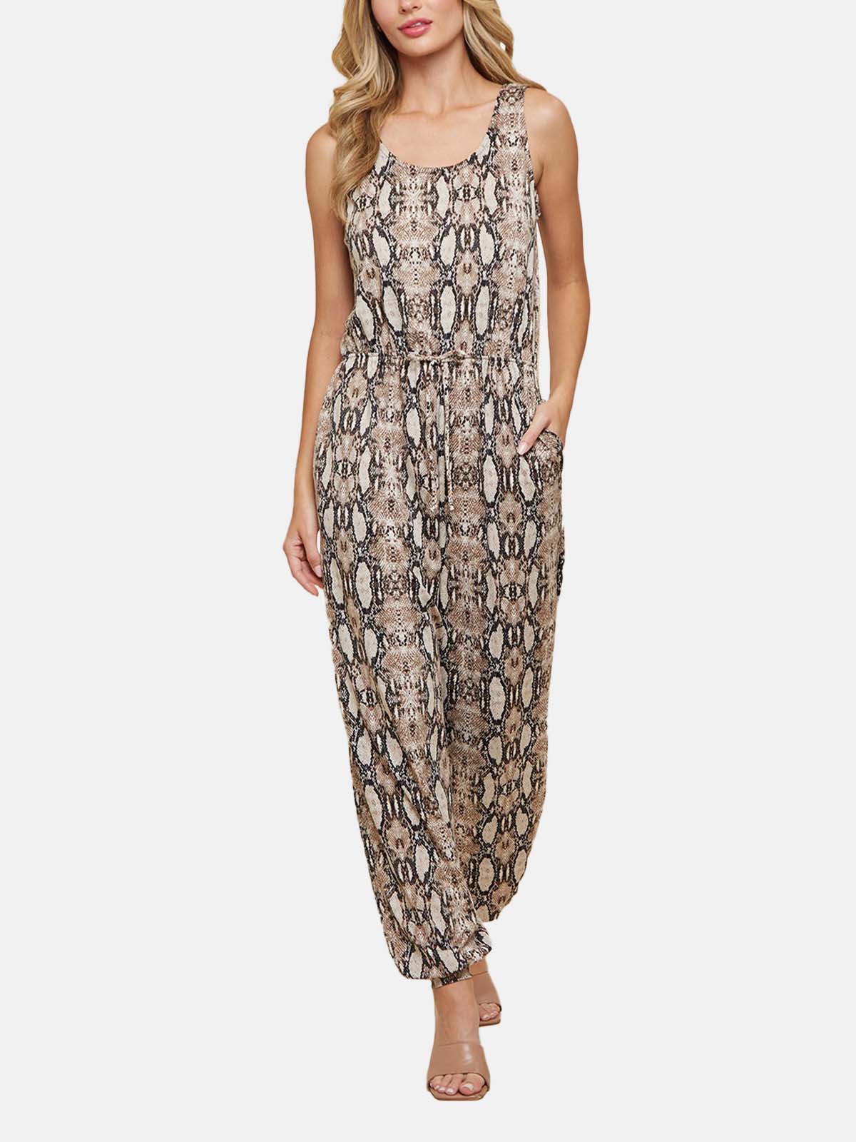 Animal Print Knit Jumpsuit
