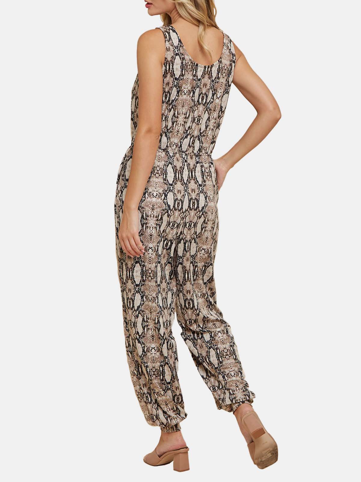 Animal Print Knit Jumpsuit