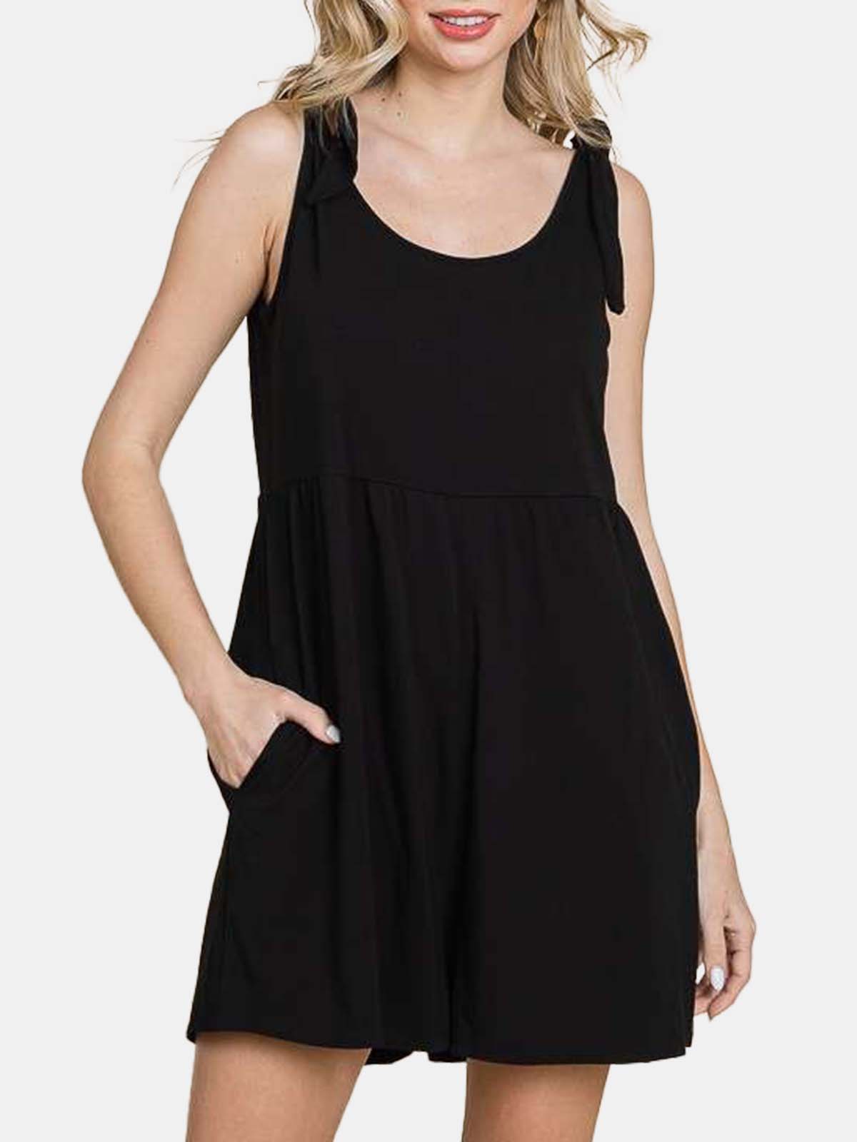 Shoulder Knot Baggy Romper