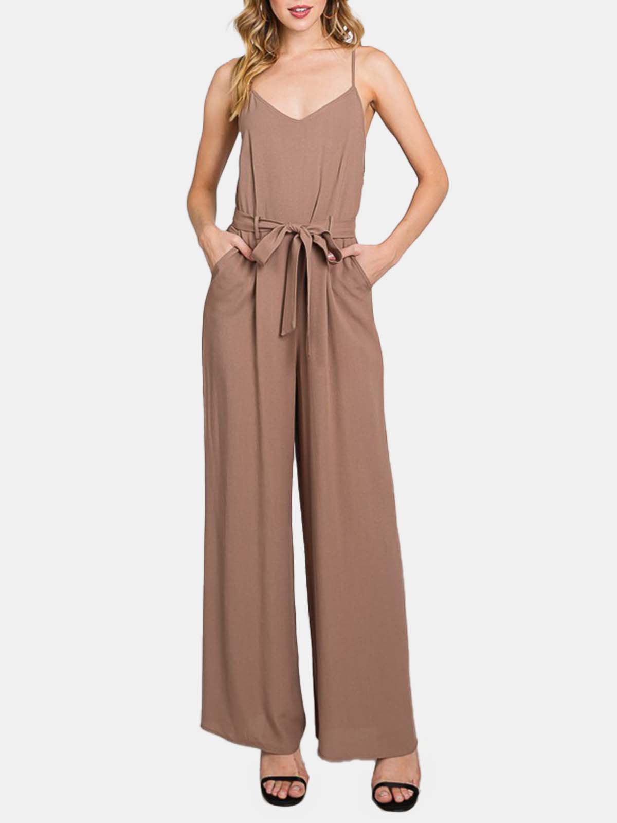 Linen Front Tie Jumpsuit