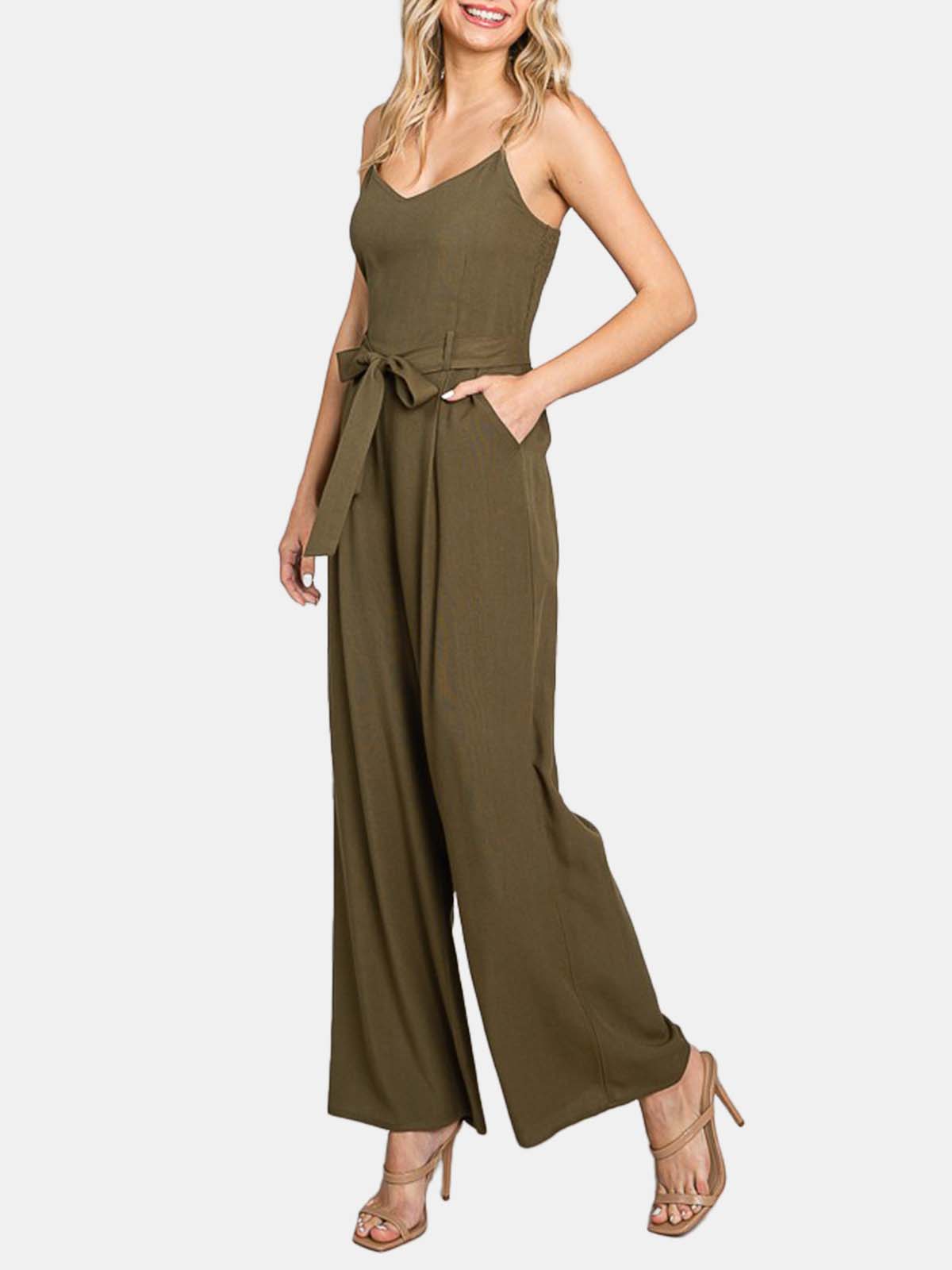 Linen Front Tie Jumpsuit
