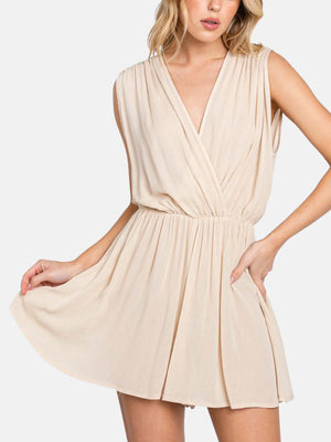 Solid Deep V-Neck Romper
