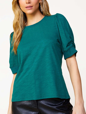 Ruched Sleeve Knit Top