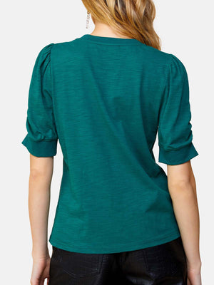 Ruched Sleeve Knit Top