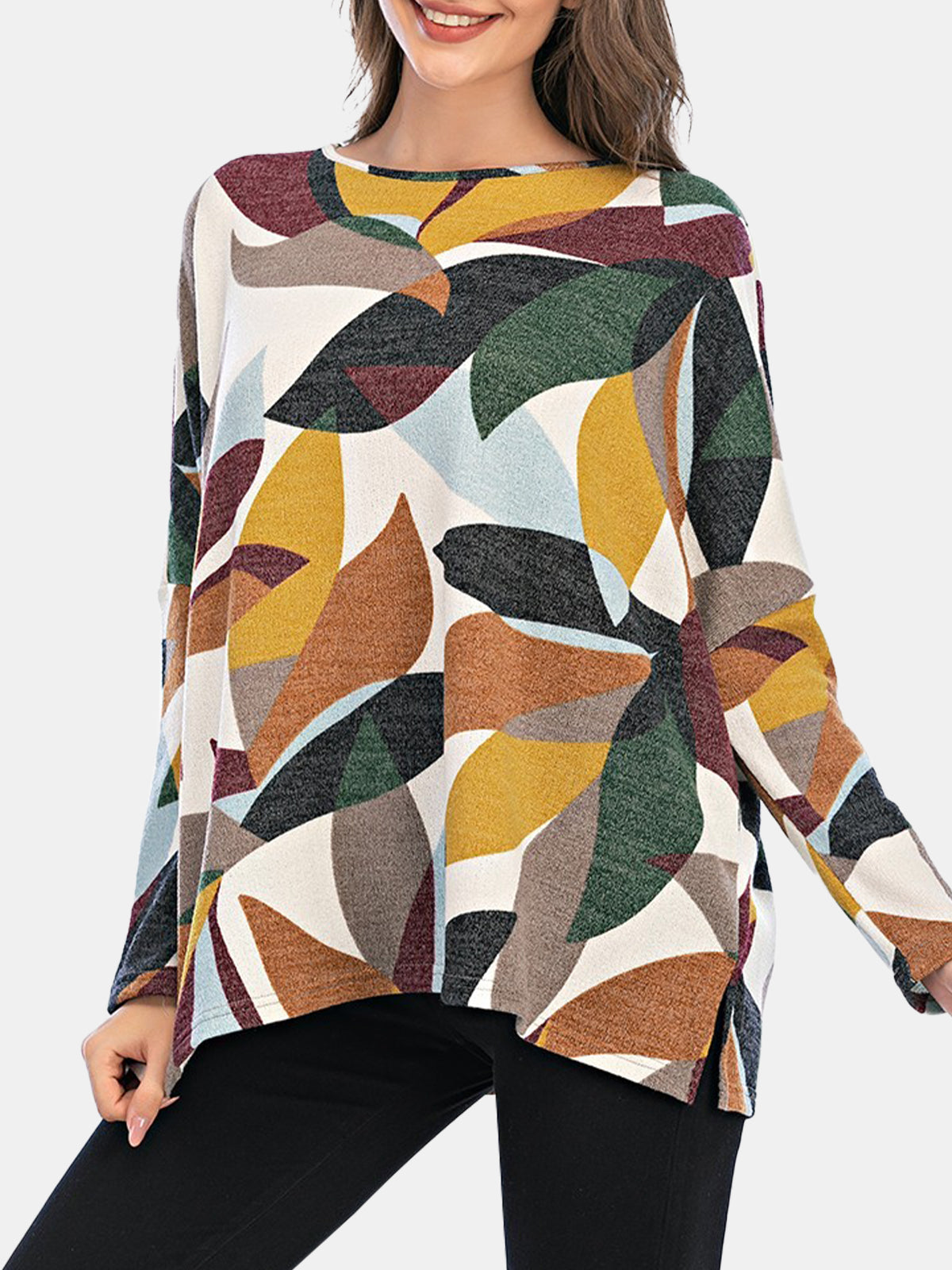 top-multicolored-print-longsleeves