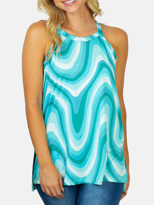 Sleeveless Marble Print Knit Top