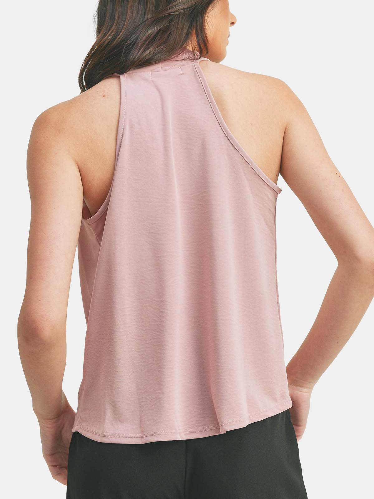 Sleeveless Drape Neckline Halter Style Knit Top