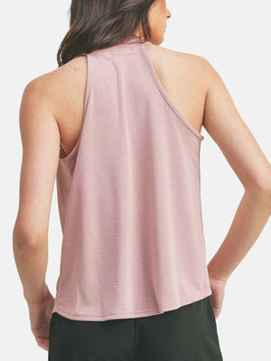Sleeveless Drape Neckline Halter Style Knit Top