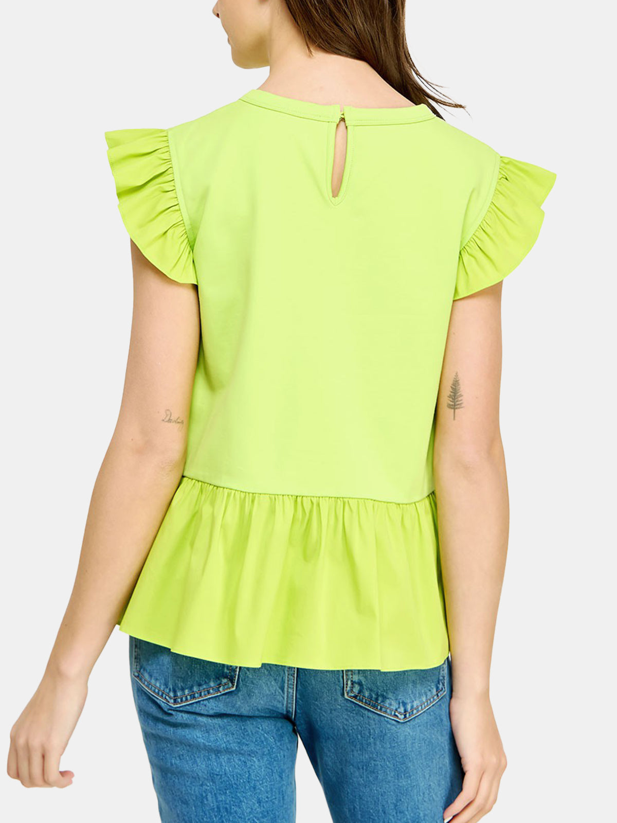 Poplin Contrast Knit Top