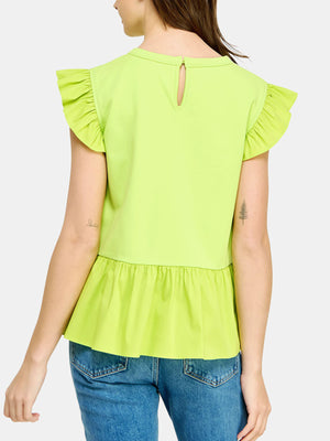 Poplin Contrast Knit Top