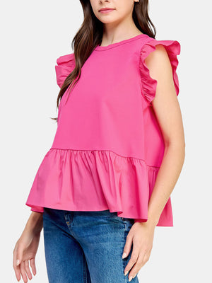 Poplin Contrast Knit Top