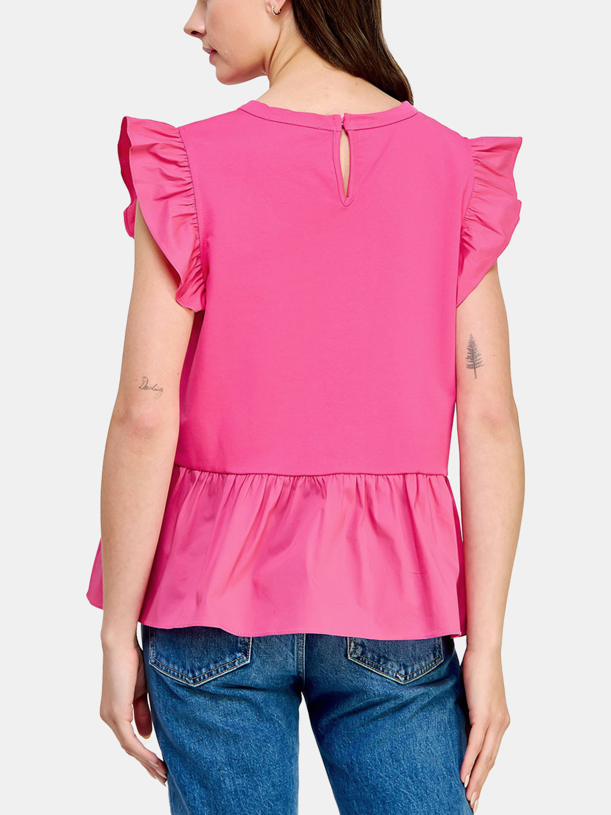 Poplin Contrast Knit Top