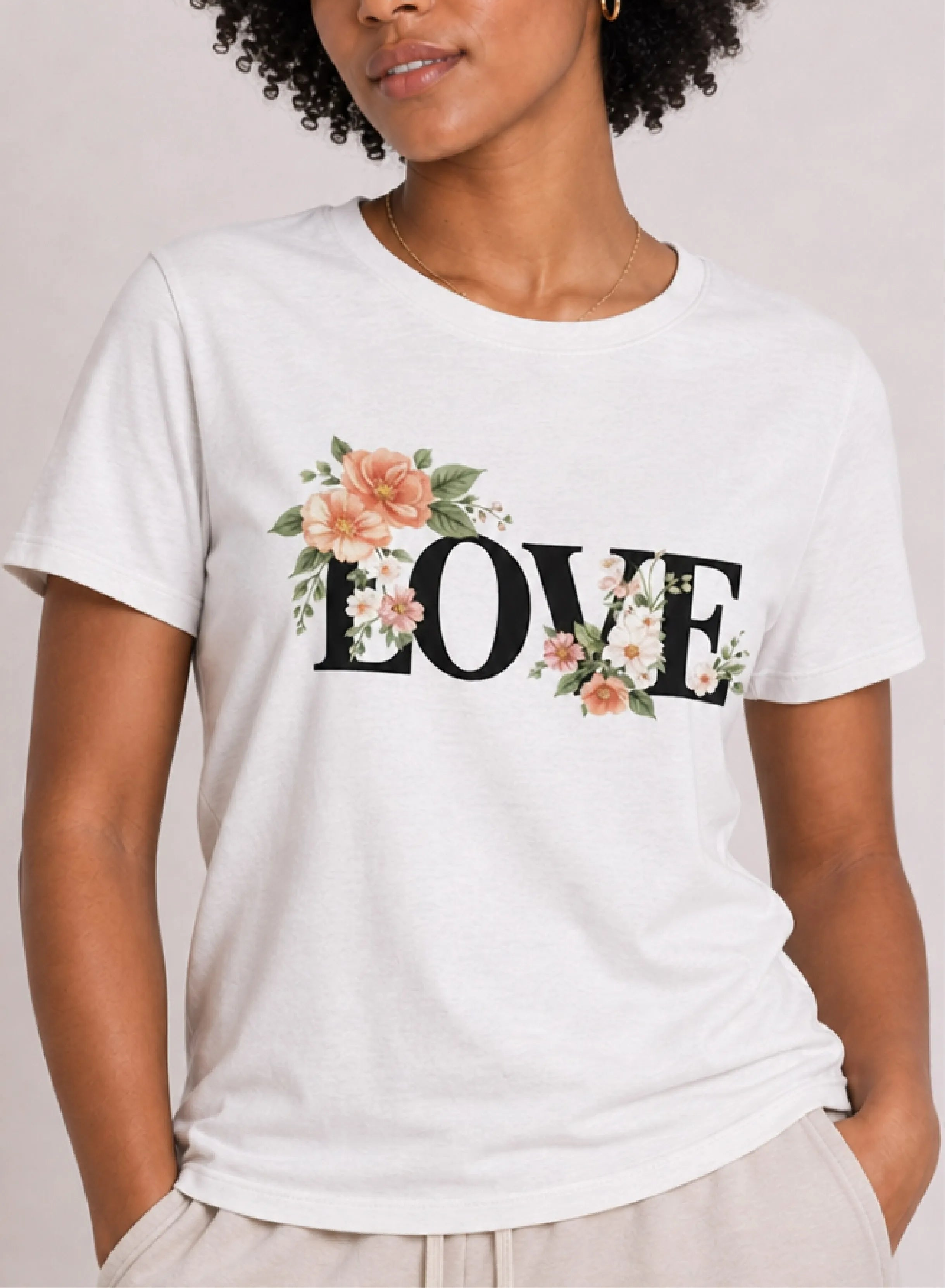 Floral Love White Tee