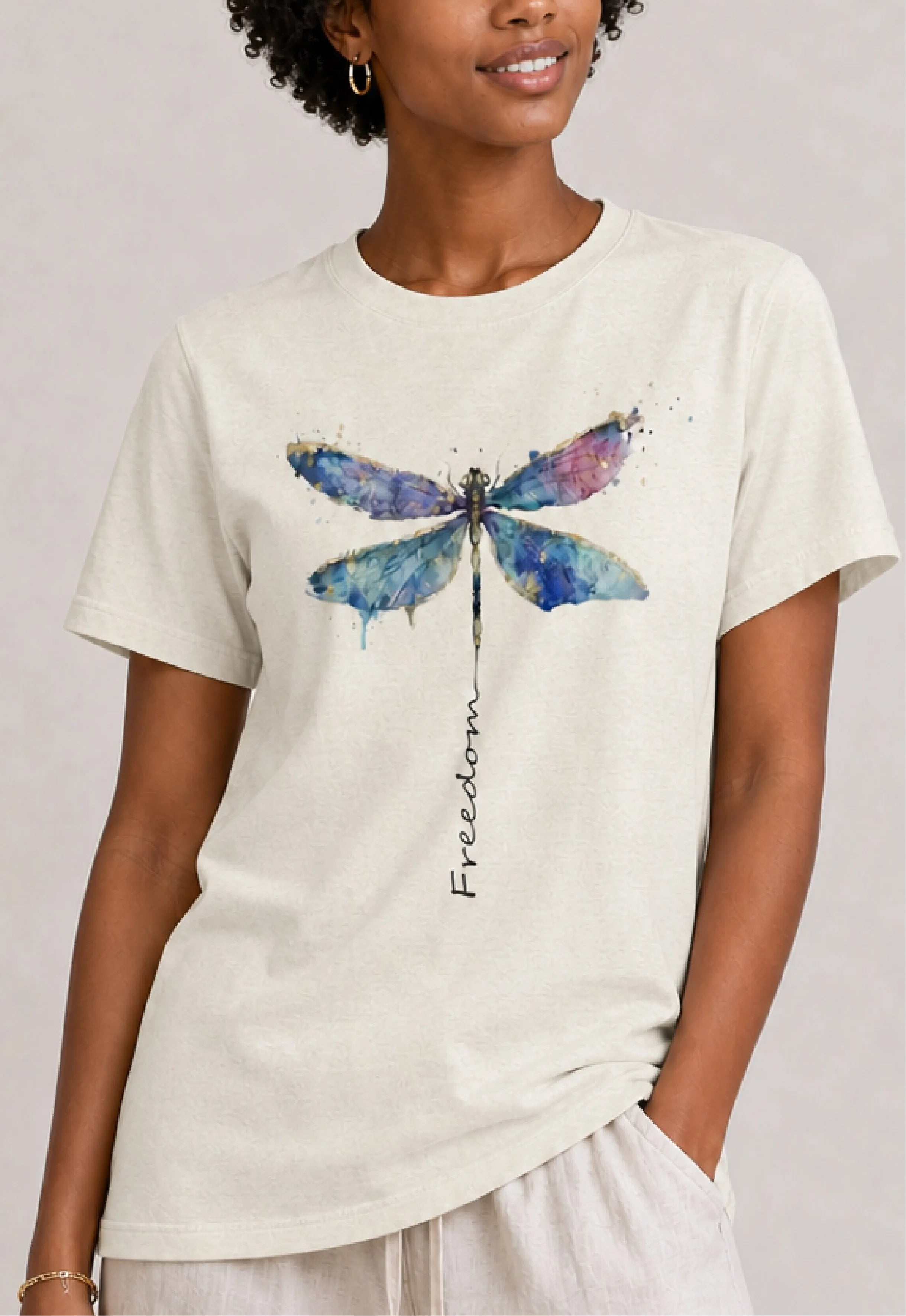 Freedom Dragonfly Ivory Tee
