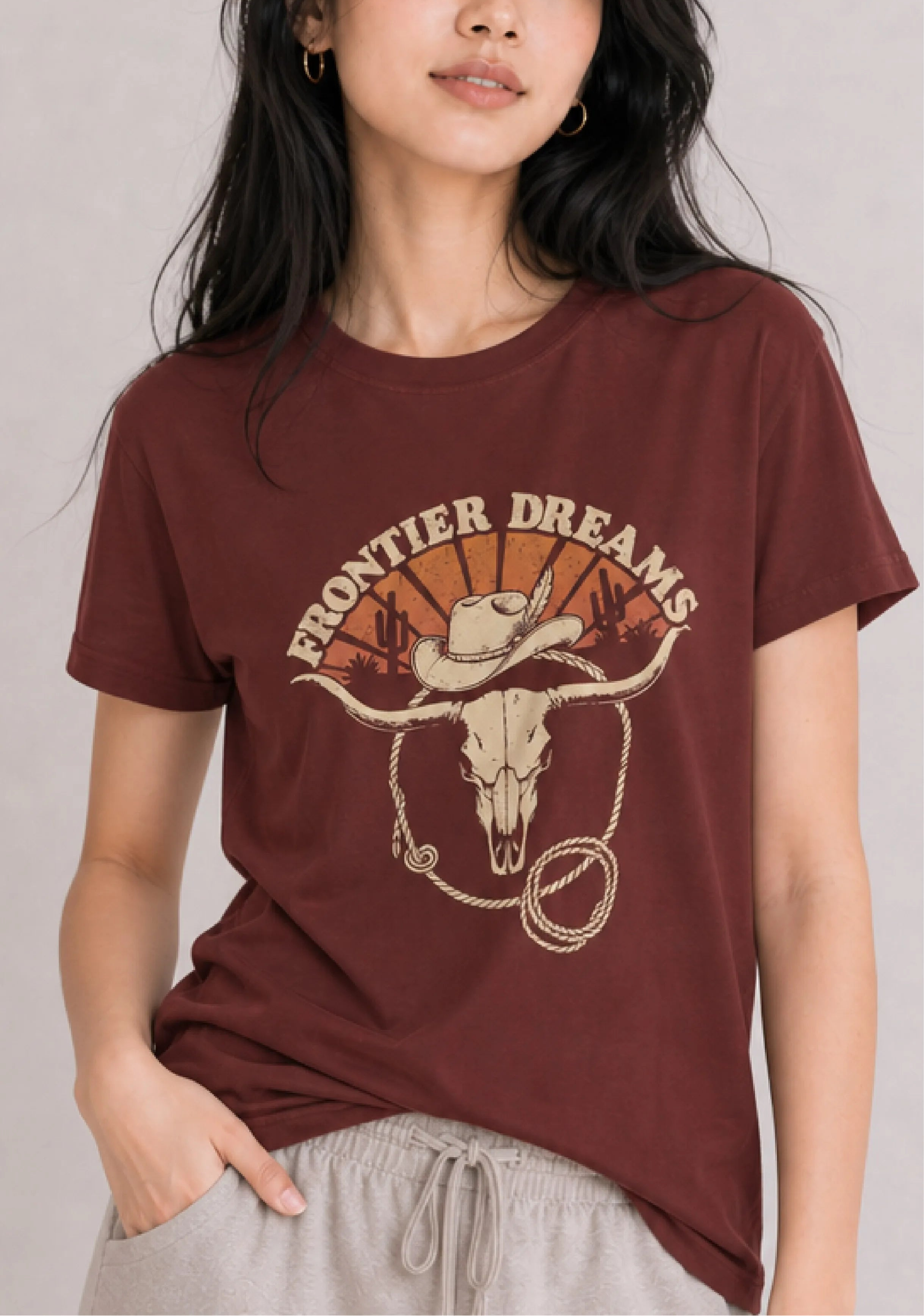 Frontier Dreams Burgundy Tee