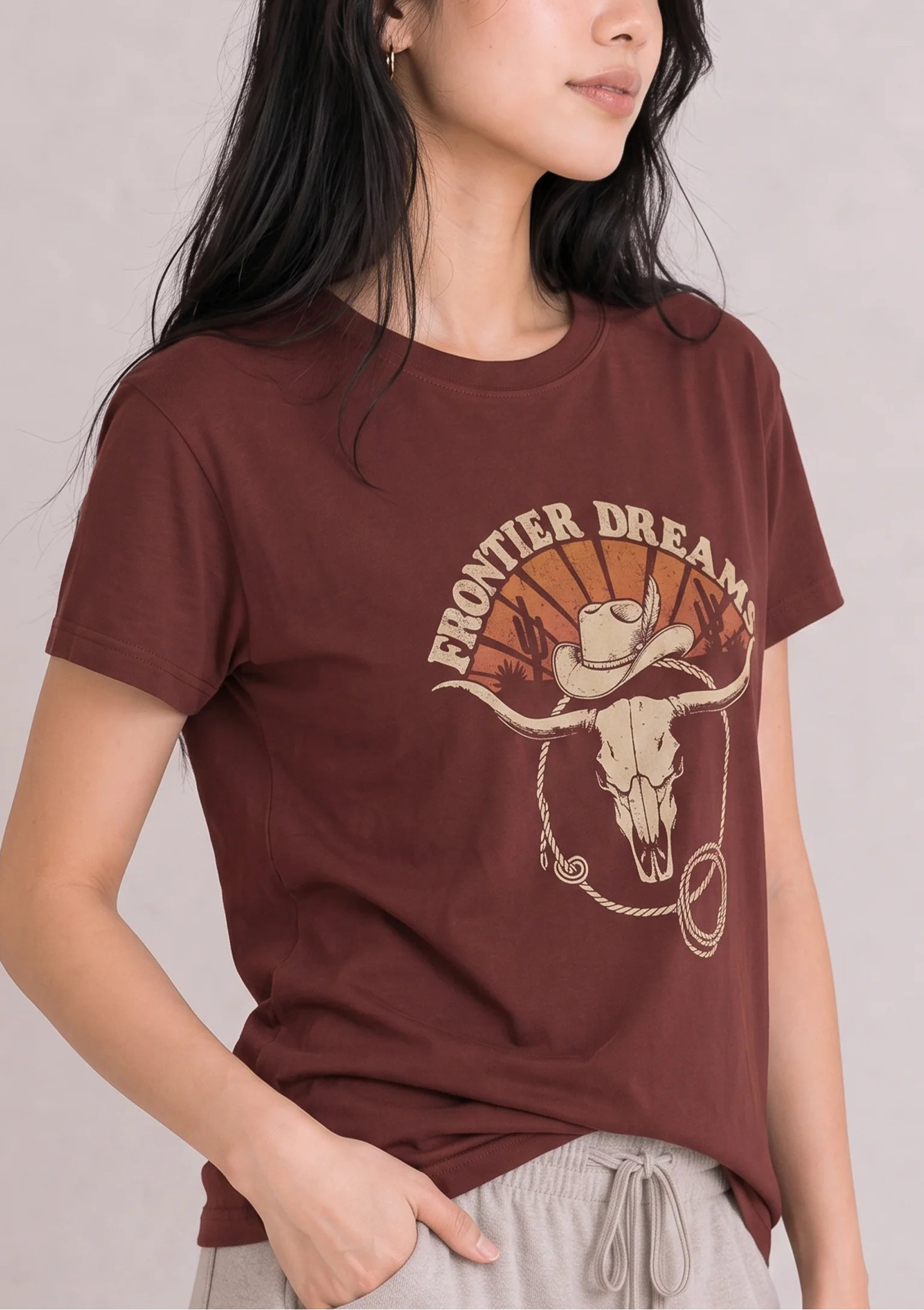 Frontier Dreams Burgundy Tee