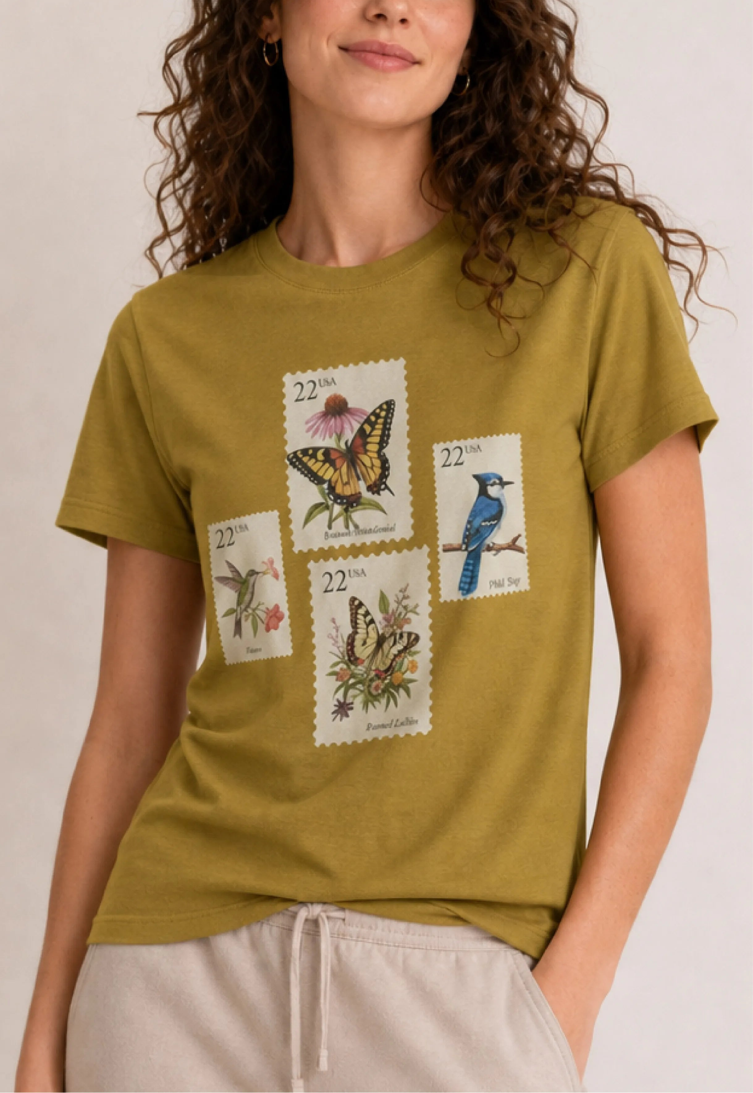 Garden Stamps Olive Tee