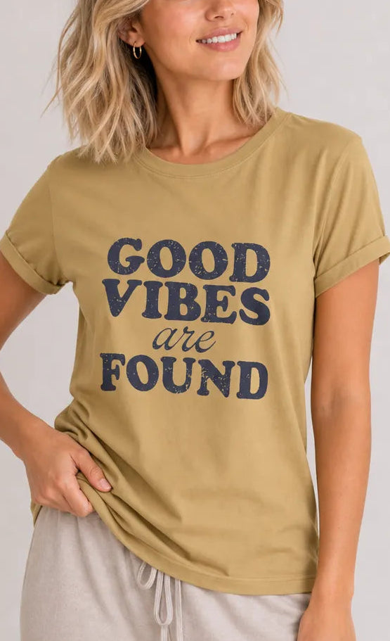 Good Vibes Tan Tee