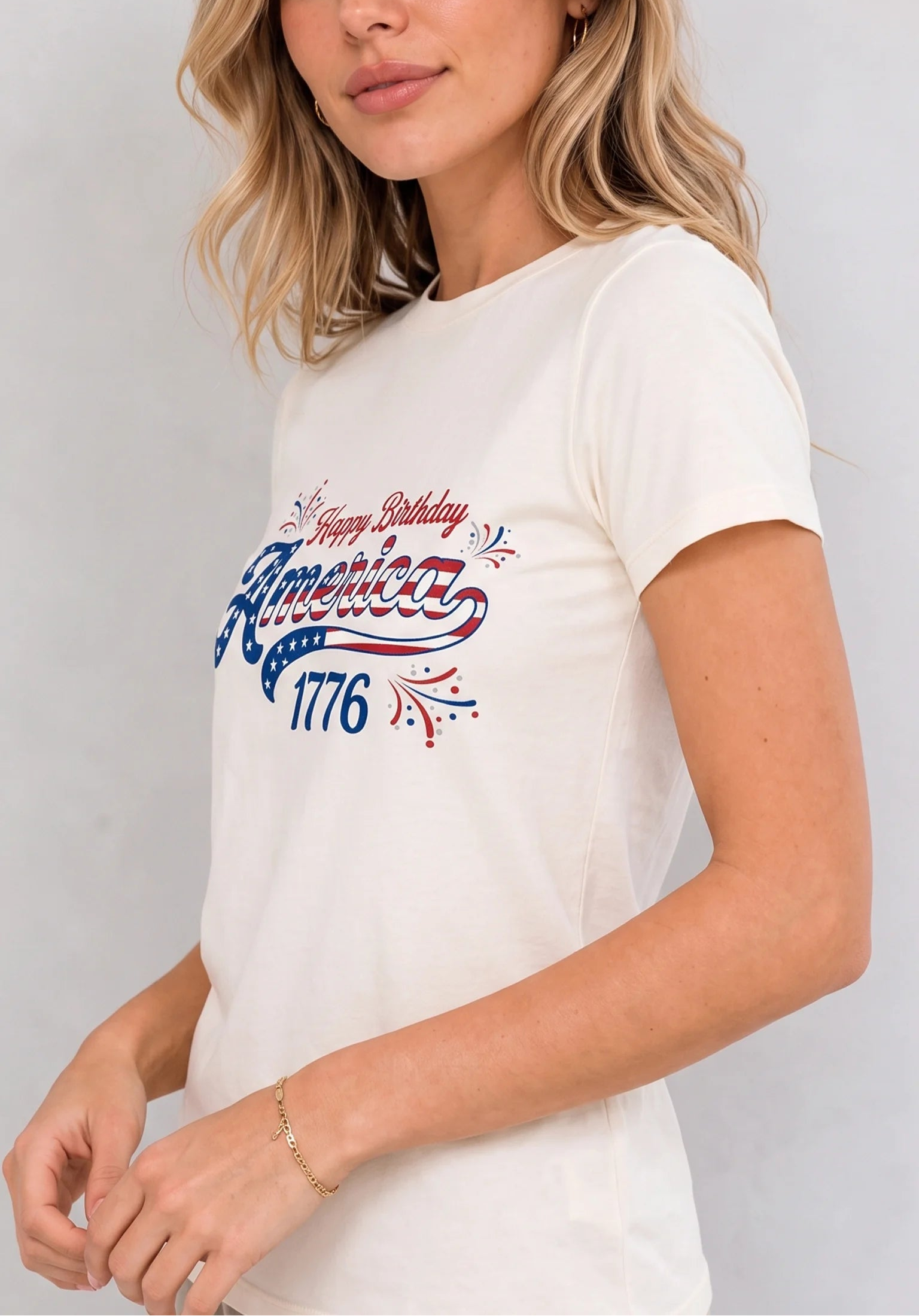 Happy Birthday America 1776 Cream Tee