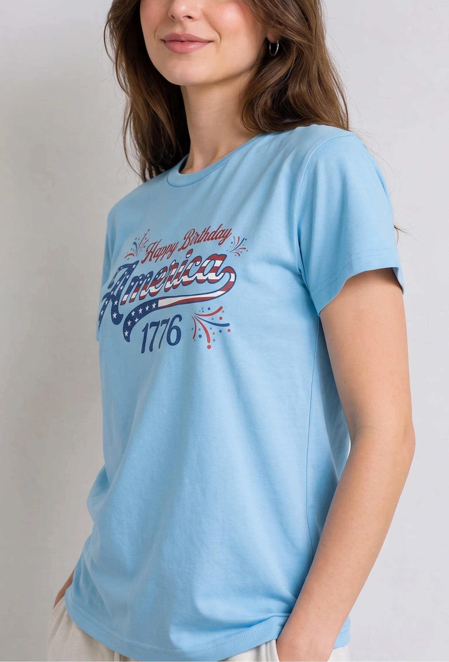 Happy Birthday America Sky Blue Tee