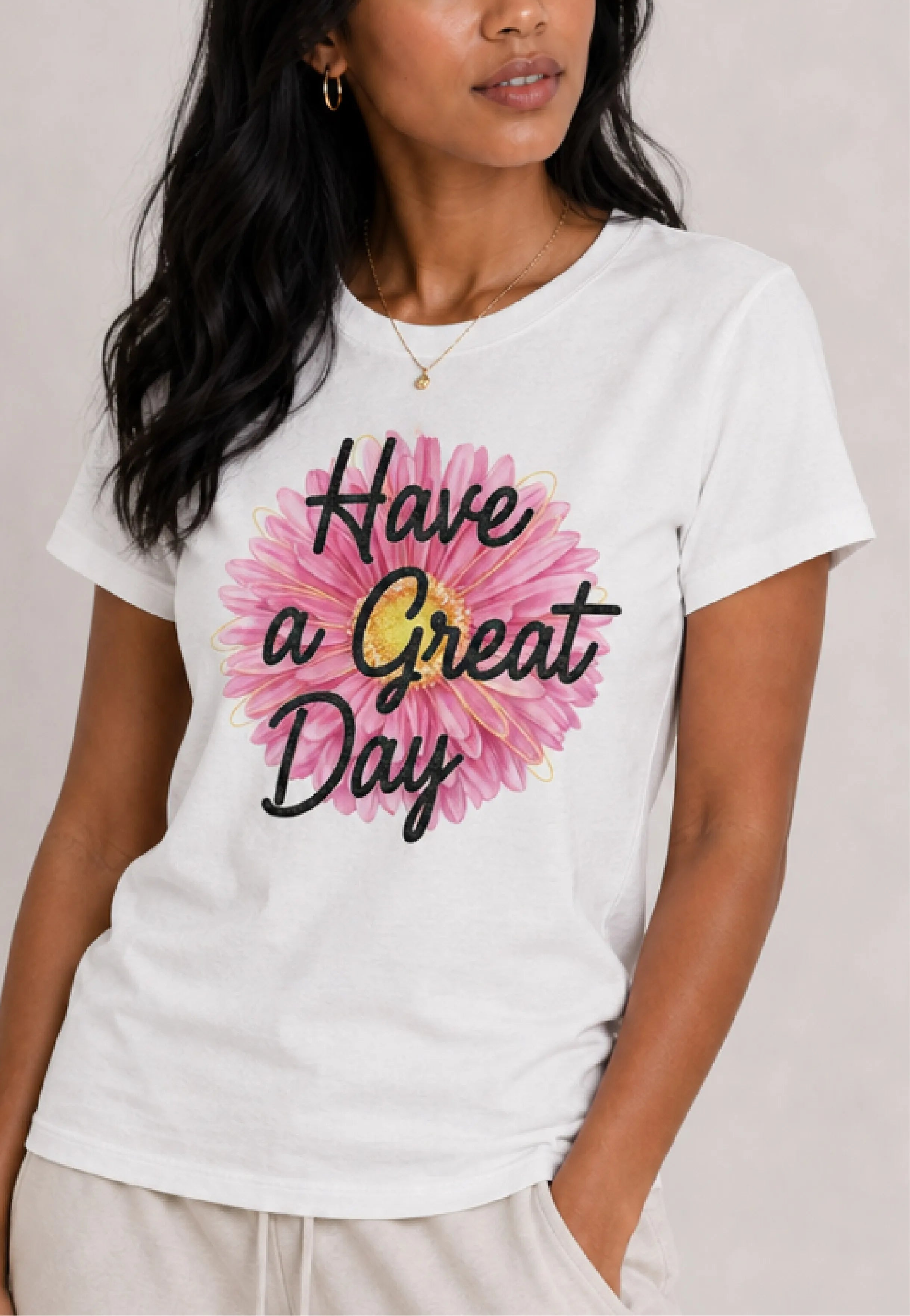 Have a Great Day Daisy White Tee