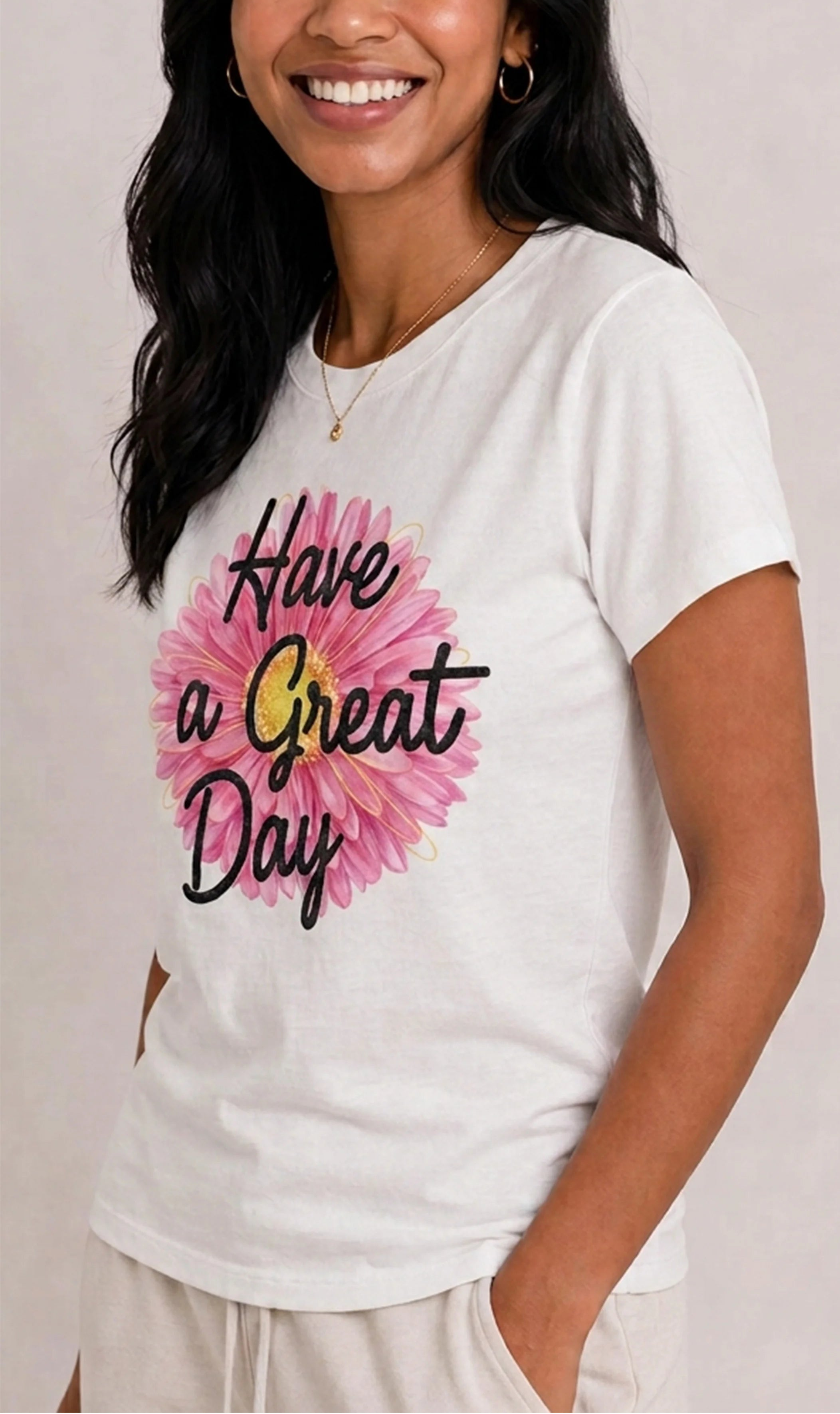 Have a Great Day Daisy White Tee