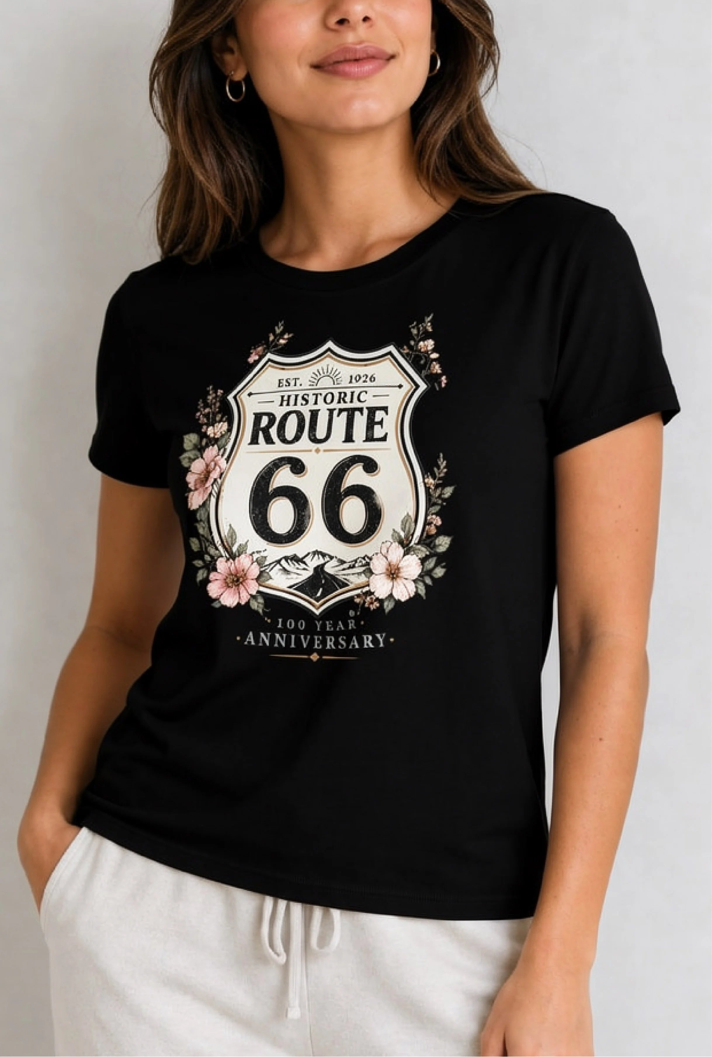 Historic Route 66 Black Tee